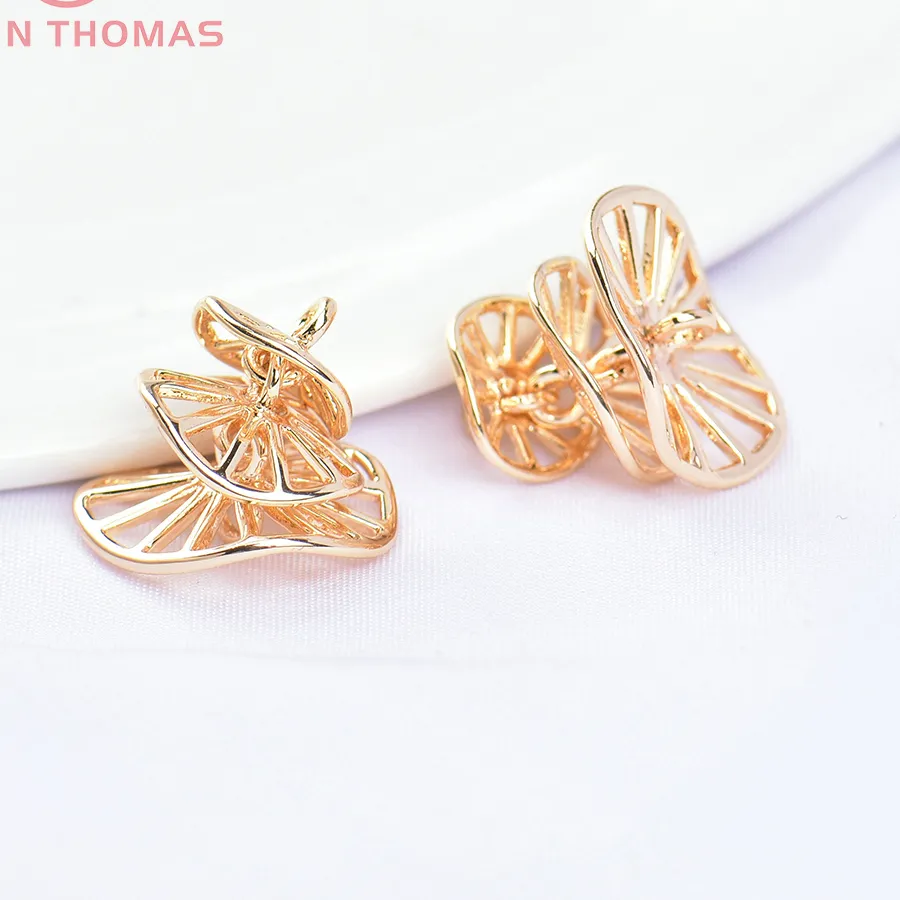 Authentic (5664)10PCS 16x15MM 24K Gold Color Brass 3 Connect Lotus Leaf Charms Pendants High Quality DIY Jewelry Making Findings Wholesale
