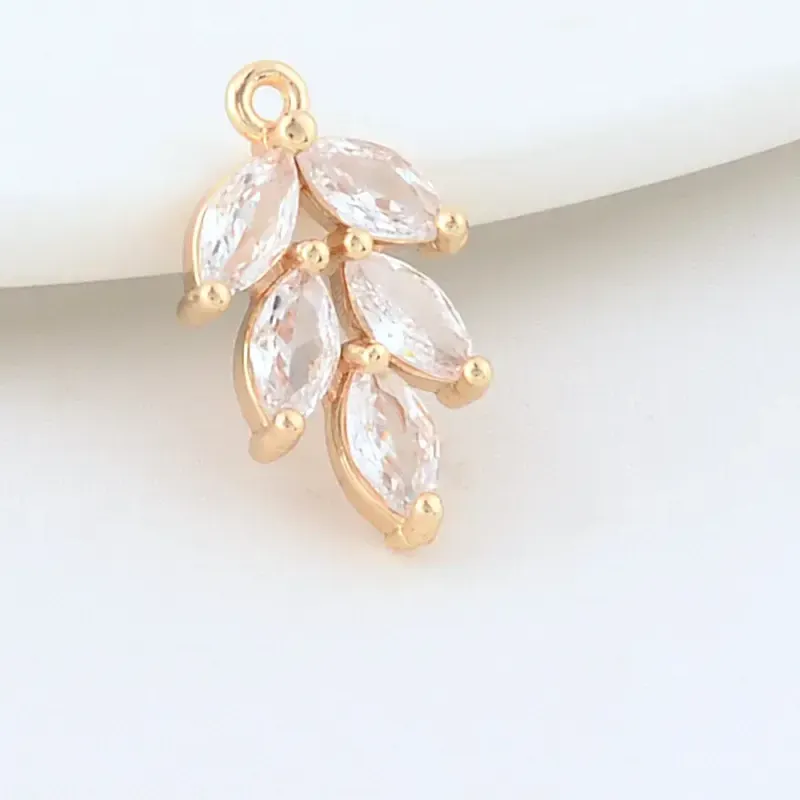 Authentic 10*18MM 14K Gold Plated Brass Leaf Leaves Charms Pendants Necklace Earrings Jewelry Making Supplies Accessories