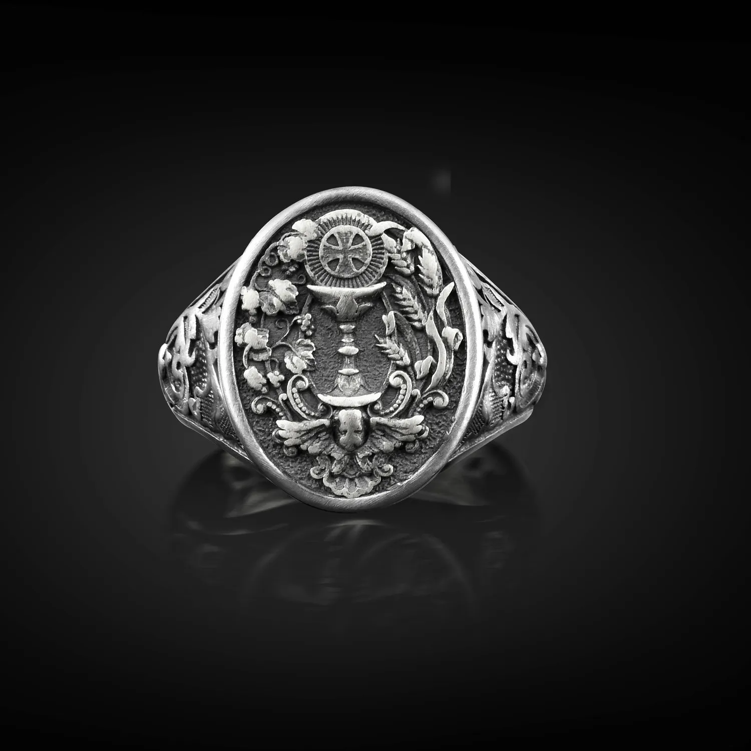 Authentic The Chalice of Eternal Grace - Sacred Silver Grail Signet Ring