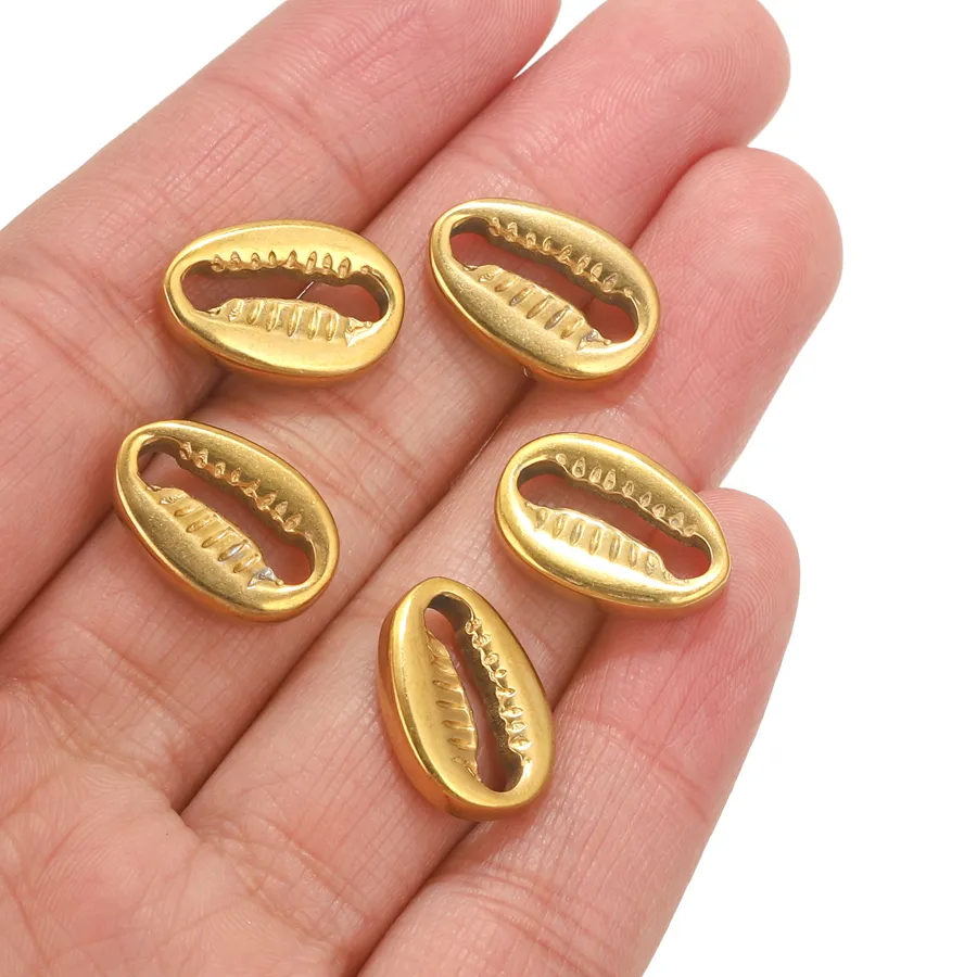 Authentic 5pcs Gold Plated Shell Connectors Charms For Jewelry Making DIY Necklace Earring Jewelry Findings Accessories