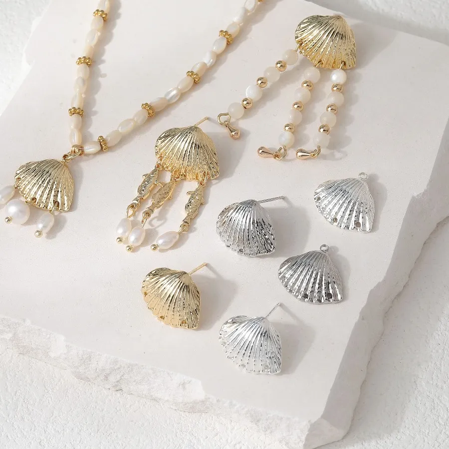 Authentic Tides of Abundance Shell Ear Stud Talismans - 14k Gold Plated Sacred Ocean Amulets