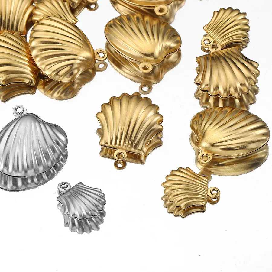 Authentic 20pcs Small Shell Charms Gold Plated Pendants for Earrings Jewelry Making DIY Supplies Bulk Components