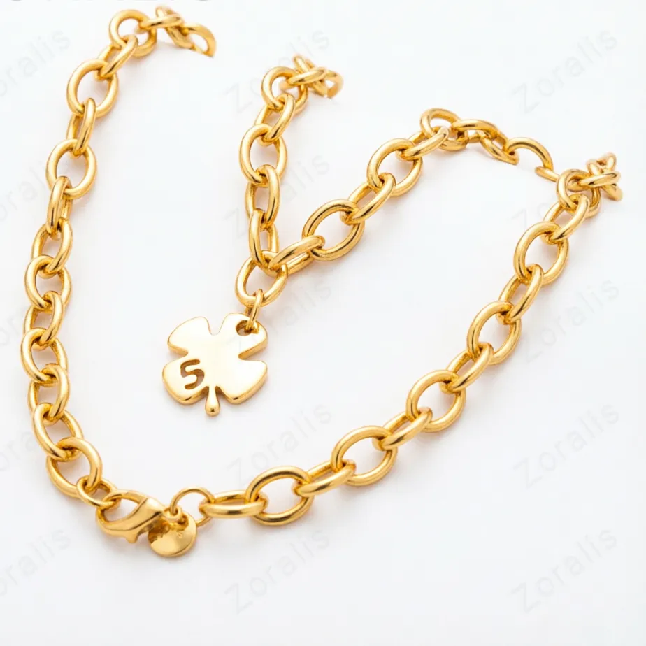 Authentic 18K Gold 18 Inch Chain Lucky 5 Four Leaf Clover Pendant Necklaces For Woman Party Birthday Gift Wedding Charm Jewelry