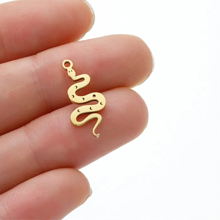 Authentic 5Pcs/Lot Gothic Snake Charms For Jewelry Making Materials Wholesale Bracelet With Stainless Steel Charms Metal Girl Trinkets