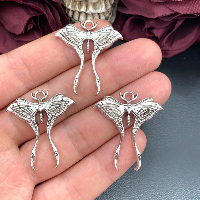 Authentic 6pcs 35*31mm Goth Butterfly Moth Charm Luna Moth Charms Pendant Designer Charms Fit Jewelry Making DIY Jewelry Findings