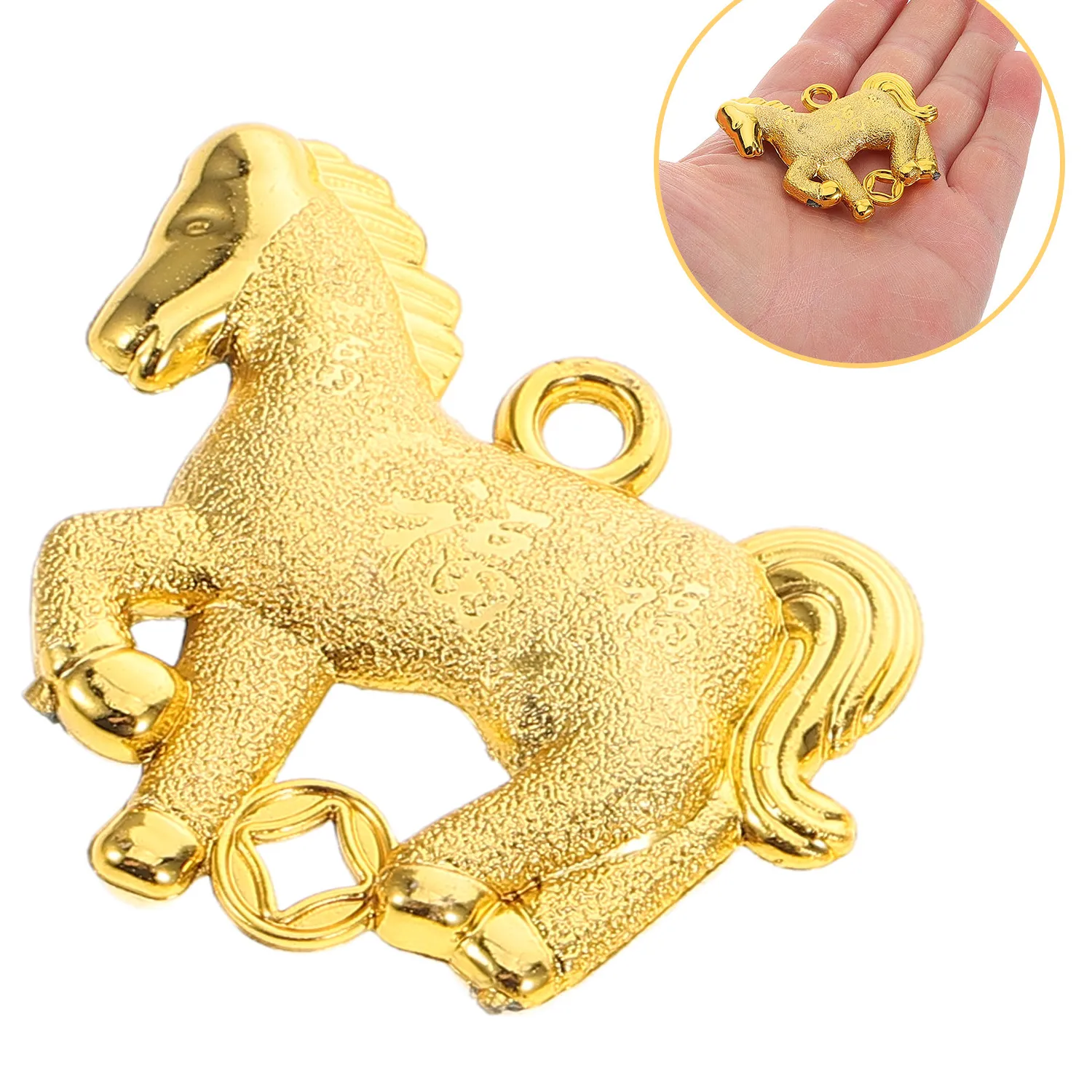 Authentic 10Pcs Chinese Zodiac Horse Pendants Gold Color Elegant Feng Shui Good Luck Charms for Necklace Bracelet Keychain Accessories