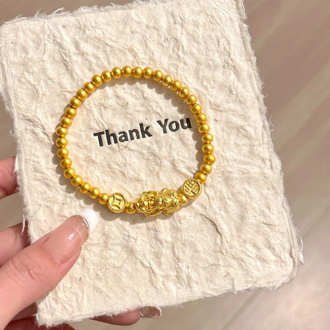Authentic New Chinese Style Gold Plated Ancient Bracelet Women Exquisite Vintage Lucky Feng Shui Bead Bracelet All Match Jewelry Gift