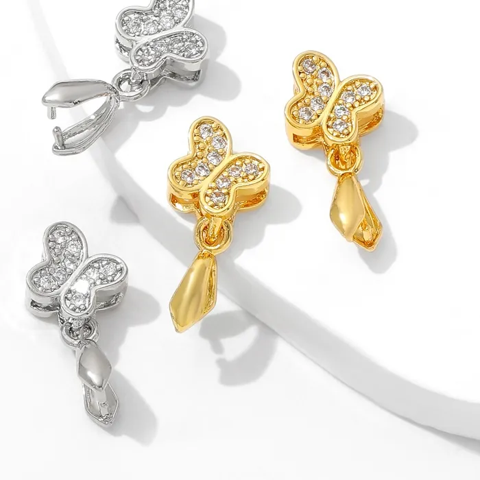 Authentic Butterfly Wings of Transformation: 18K Gold Plated Pinch Bail Pendant Clasps