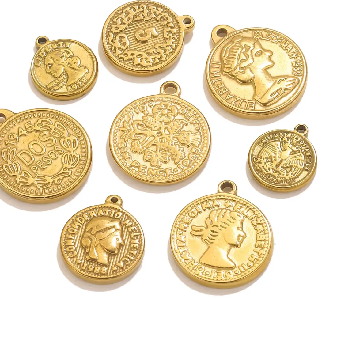 Authentic Golden Sovereign Medallions: 5‑Piece Enchanted Coin Pendants
