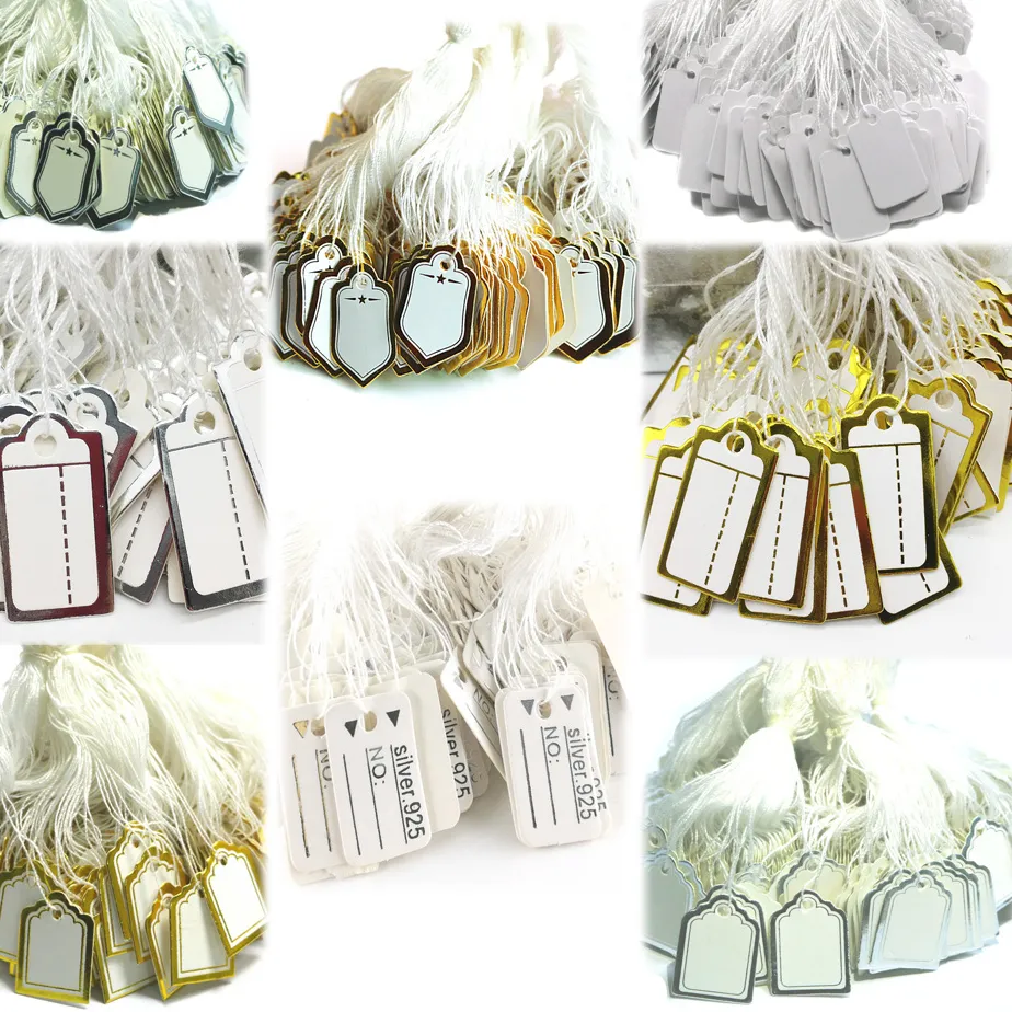 Authentic 100PCS Custom Display 925 Silver Gold Color Tag Charm Price List Tag Store Jewelry Labels Pentagram Packaging Accessories