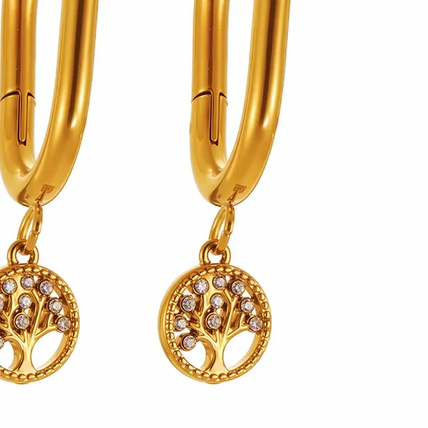 Authentic Nivora Tree of Life Pendant Hoop Earrings For Women Hypoallergenic Wedding Dangle Earrings Jewelry
