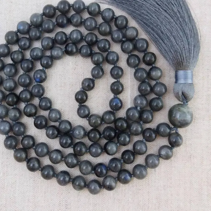 Authentic Labradorite's Celestial Song: 108 Beads of Spiritual Resonance
