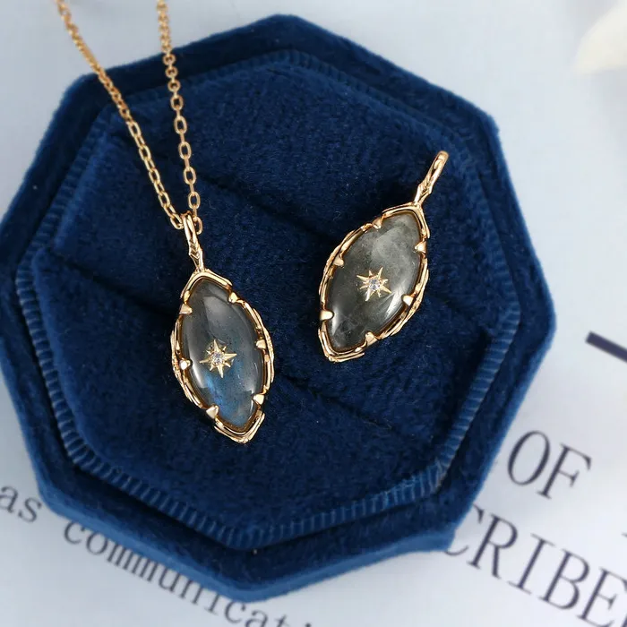 Authentic Labradorite Veil of the Aurora Gold-Plated Talisman