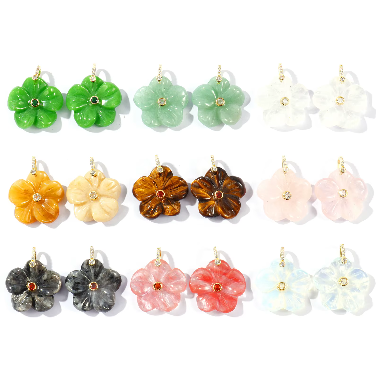 Authentic 2pcs Brass Charms 18K Gold Plated Flower Multicolor Gemstone Cubic Zirconia Pendant For Women DIY Necklace Jewelry 29mm x 25mm