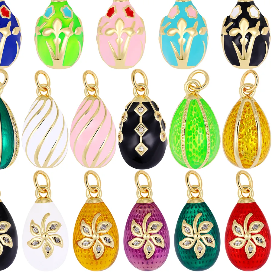 Authentic Juya 3Pcs/Lot 18K Gold Plated Handicraft Decoration Water Drop Enamel Flower Charms For DIY Women Fashion Pendant Jewelry Making