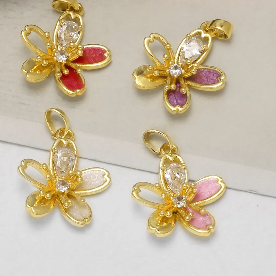 Authentic Cherry Blossom's Gentle Blessing: A Gold-Plated Teardrop of Hope
