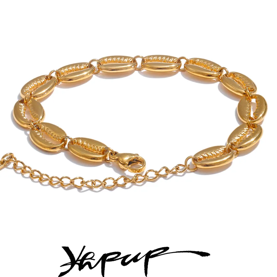 Authentic Talisman of the Sunlit Tides: 18K Gold-Plated Shell Bracelet