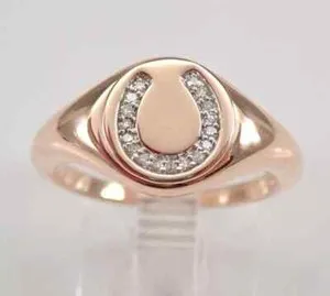 Authentic Lab-Created Diamond 2Ct Round Cut Horseshoe Wedding Ring 14k Rose Gold Plated