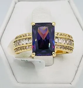 Authentic Bomb Party February 2025 RG26690 Say It in Gems Amethyst CZ Gold Plated Ring 5