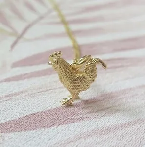 Authentic Gold Plated 925 Siver Chinese Zodiac 2025 Year of the Rooster Pendant Necklace