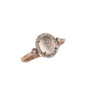 Authentic Moonlit Illumination: 14K Rose Gold Plated Sterling Silver Ring