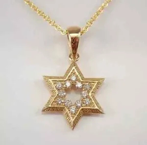 Authentic 2.00Ct Round Cut Moissanite Women's Star of David Pendant 14K Yellow Gold Plated