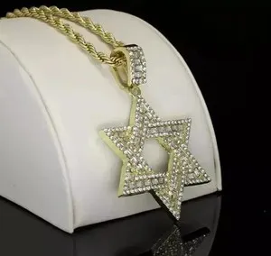 Authentic 2.50Ct Real Moissanite Star of David Men's Only Pendant 14K Yellow Gold Plated