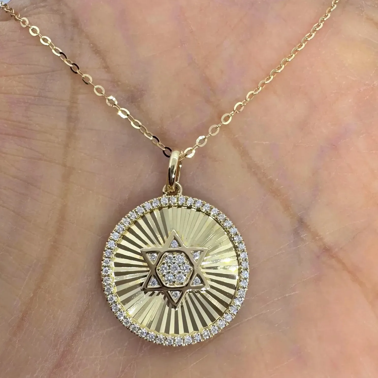 Authentic VVS Real Moissanite 1.85 Ctw Round Cut Star of David  14K Yellow Gold Plated.