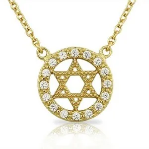 Authentic 0.20 Ct Round Simulated Diamond Star of David Pendant 14K Yellow Gold Plated