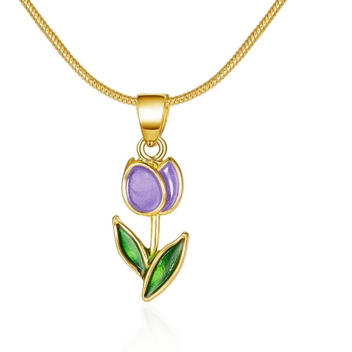 Authentic Enchanted Tulip Blossom Amulet – 14k Gold‑Plated Zirconia Flower Pendant for Love & Renewal