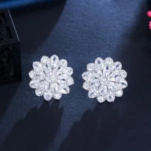 Authentic Radiant Blossom Rose Gold Crystal Stud Earrings