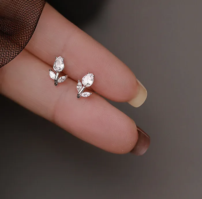Authentic Ethereal Tulip Bloom Studs: Radiant Vessels of Springtime Grace