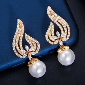 Authentic Radiant Blossom Pearl Dangle Earrings