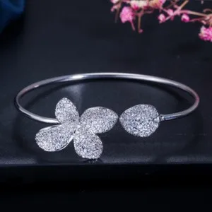 Authentic The Blossoming Light Rose Gold Floral Bangle