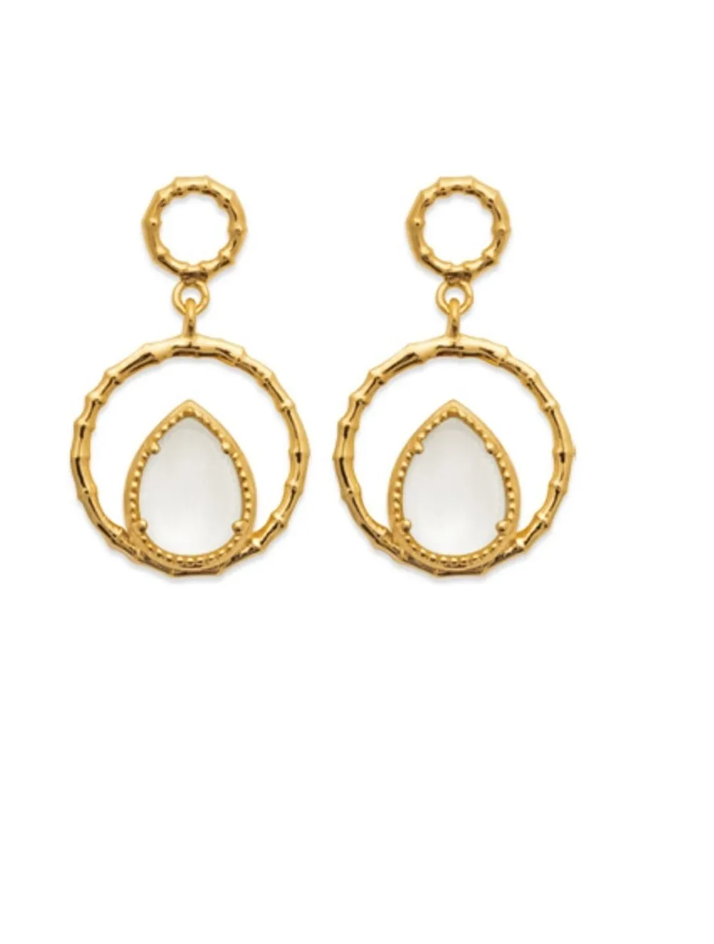 Authentic Celestial Bamboo Moonstone Dangle Earrings