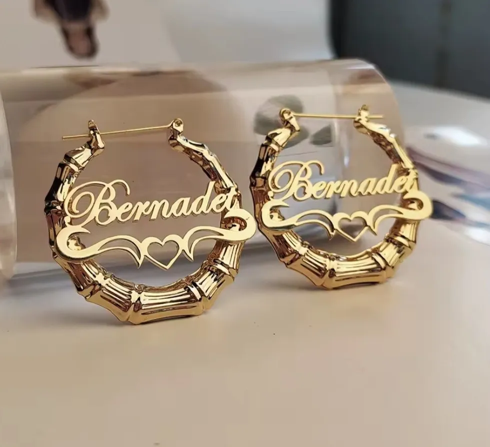Authentic Heartbeat of Harmony - Enchanted Bamboo Heart Earrings