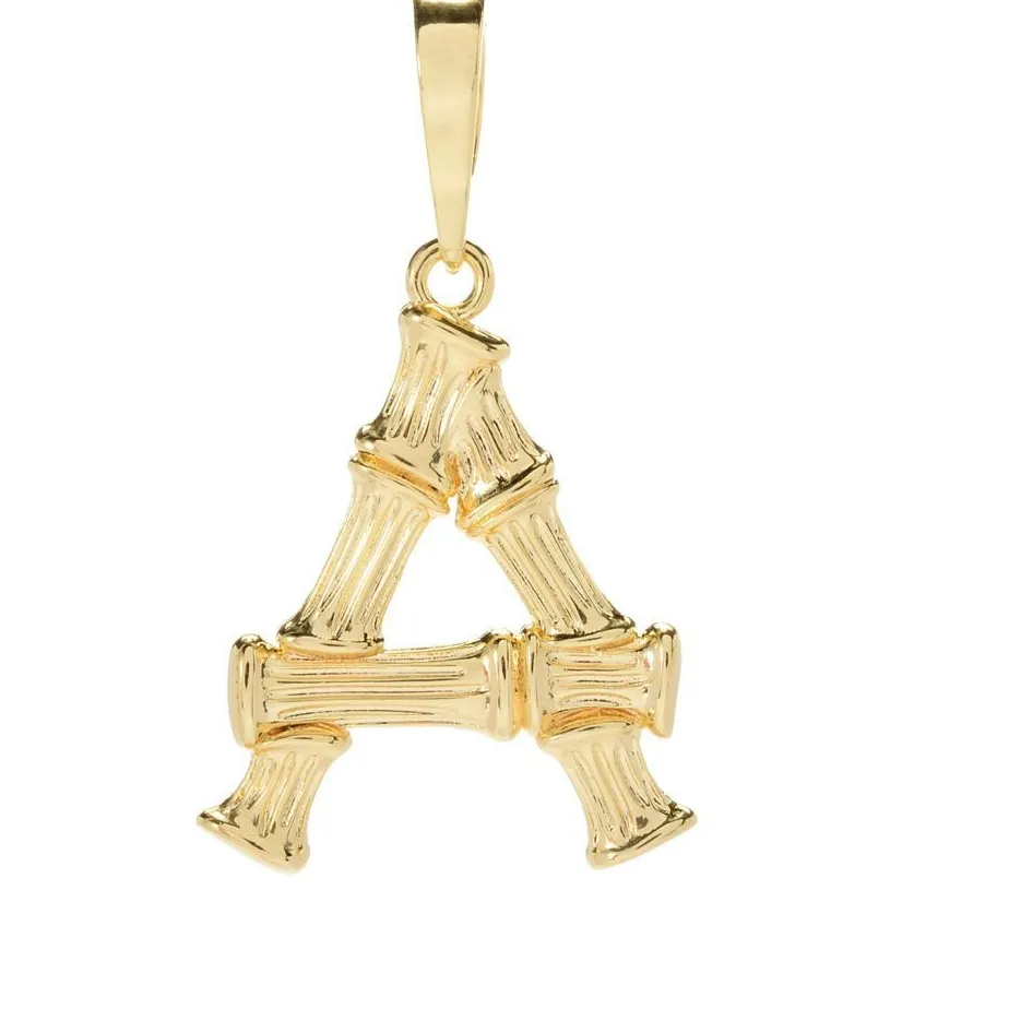 Authentic Toscana Italiana 18K Gold Plated 1.75" Bamboo Shape Initial Enhancer Pendant