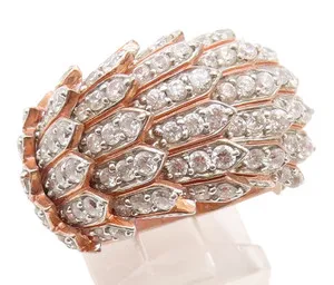 Authentic 925 Sterling Silver Vintage Ring Gold Plated SONIA B. Feather  Sz 7.5  RG36234