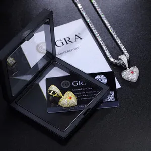 Authentic Iced Out Heart Lock Moissanite Pendant VVS 925 Silver 14k Yellow Gold Plated