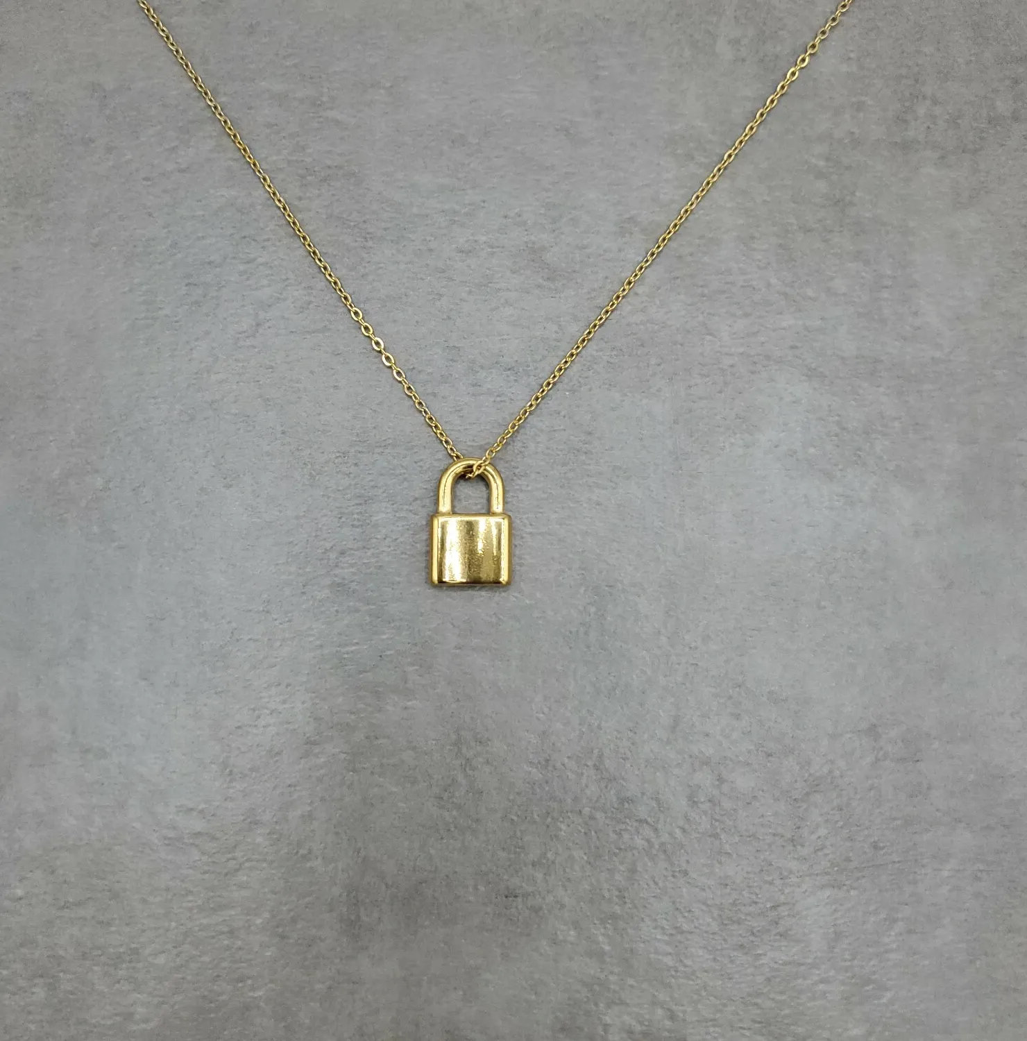 Authentic Padlock 1 GOLD Plated Necklace Secret Safe Secure Symbolize Opening Closing Lock