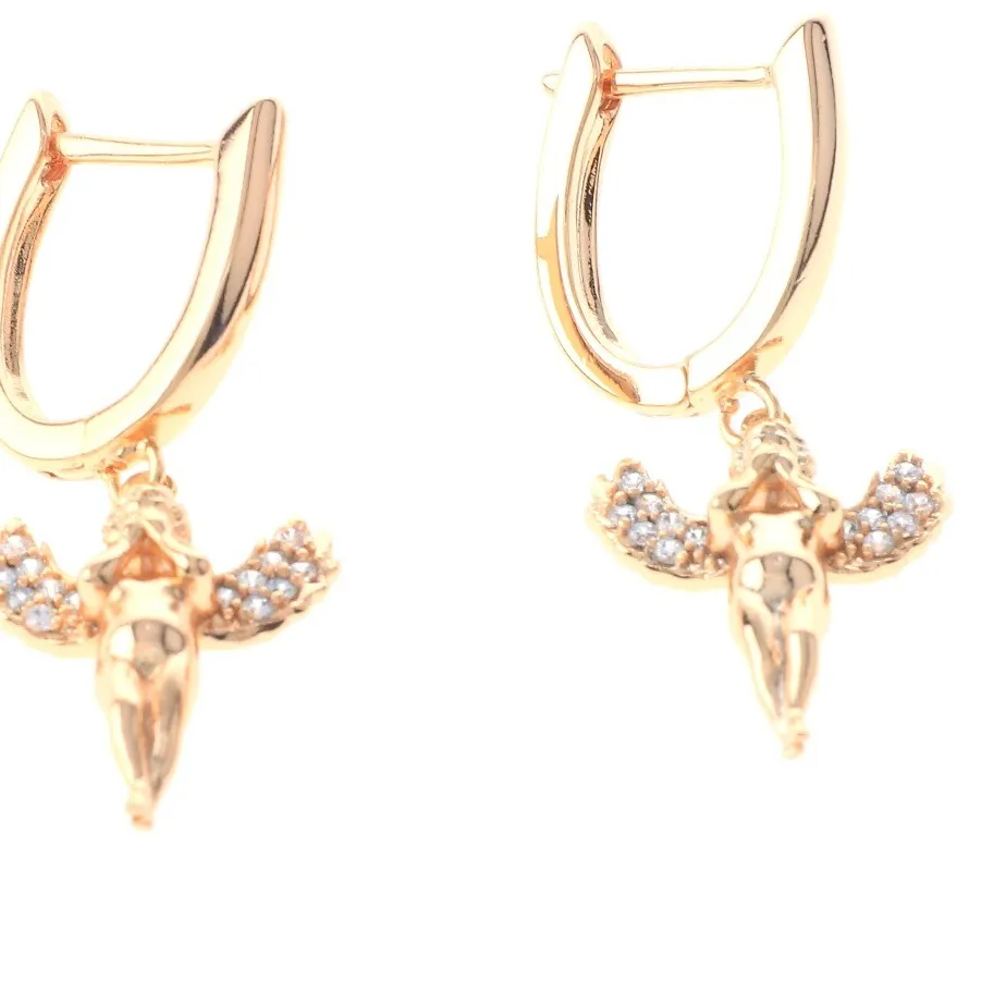 Authentic Gold Tone Gold Plated Metal English Lock Drop Earrings XPE2618-GLD