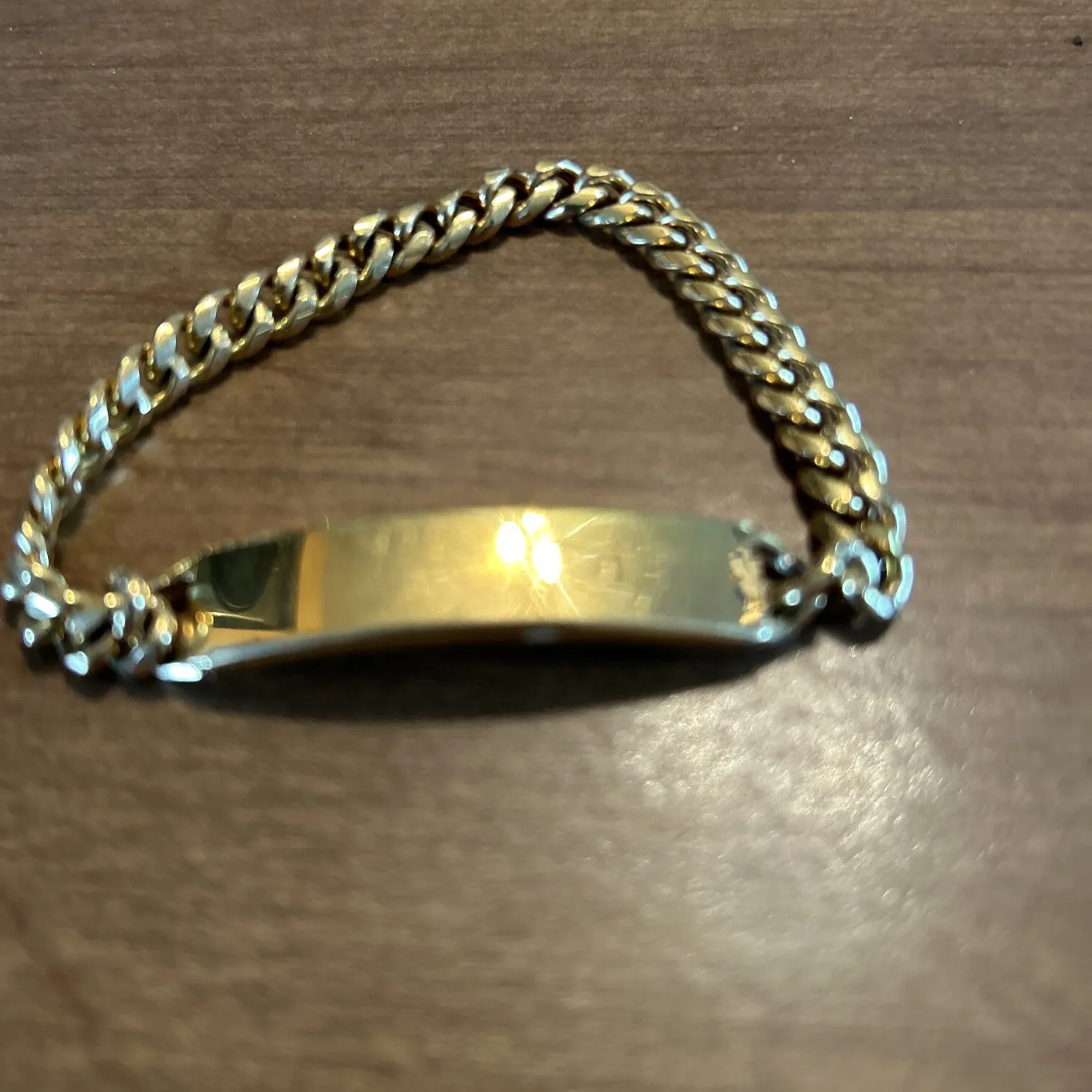 Authentic Vintage CHAMPION Gold Plated Chain ID Bracelet Safety Lock Blank