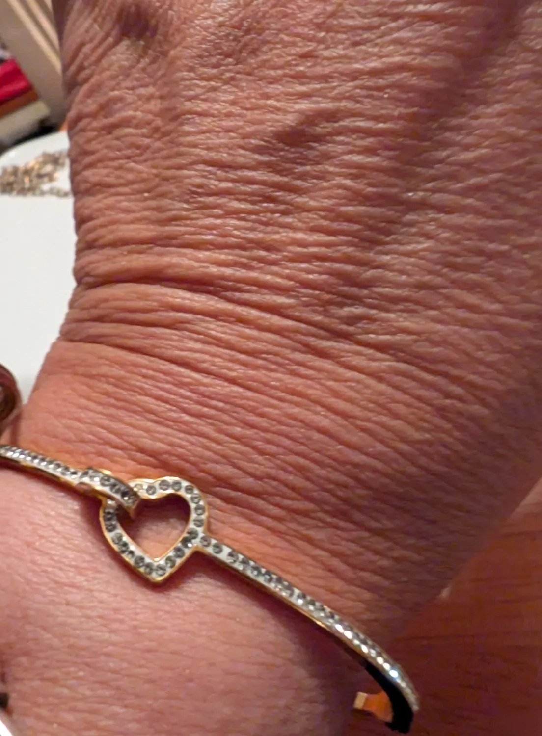 Authentic Adorable Gold-plated Lock Hinged Bracelet With CZ Heart Accents
