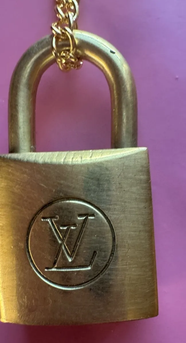 Authentic Louis Vuitton Brass Lock #305 W/Unbranded Gold Plated Chain Necklace
