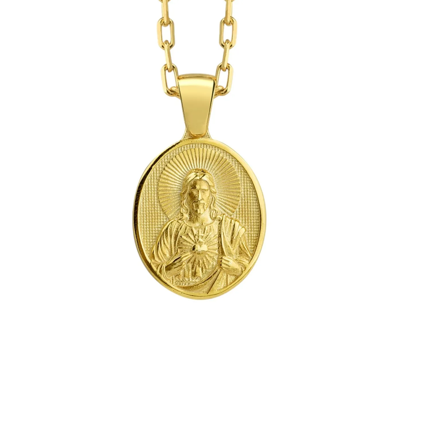 Authentic Jesus Sacred Heart Necklace in Oxidized Sterling Silver with Chain for Women