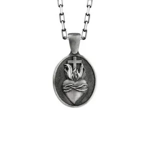 Authentic Sacred Heart Necklace in Gold Plated Silver with Chain for Women