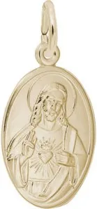Authentic Sacred Heart Oval Charm by Rembrandt 10K or 14K Gold or Sterling Silver