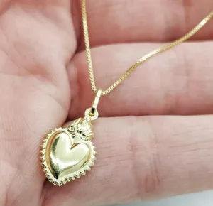 Authentic Women's Necklace Sacred Heart Votive Silver 925 Ex Voto Yellow Gold Plated 18kt