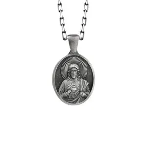 Authentic Jesus Sacred Heart Necklace in Gold Plated 925k Silver with Chain for Women