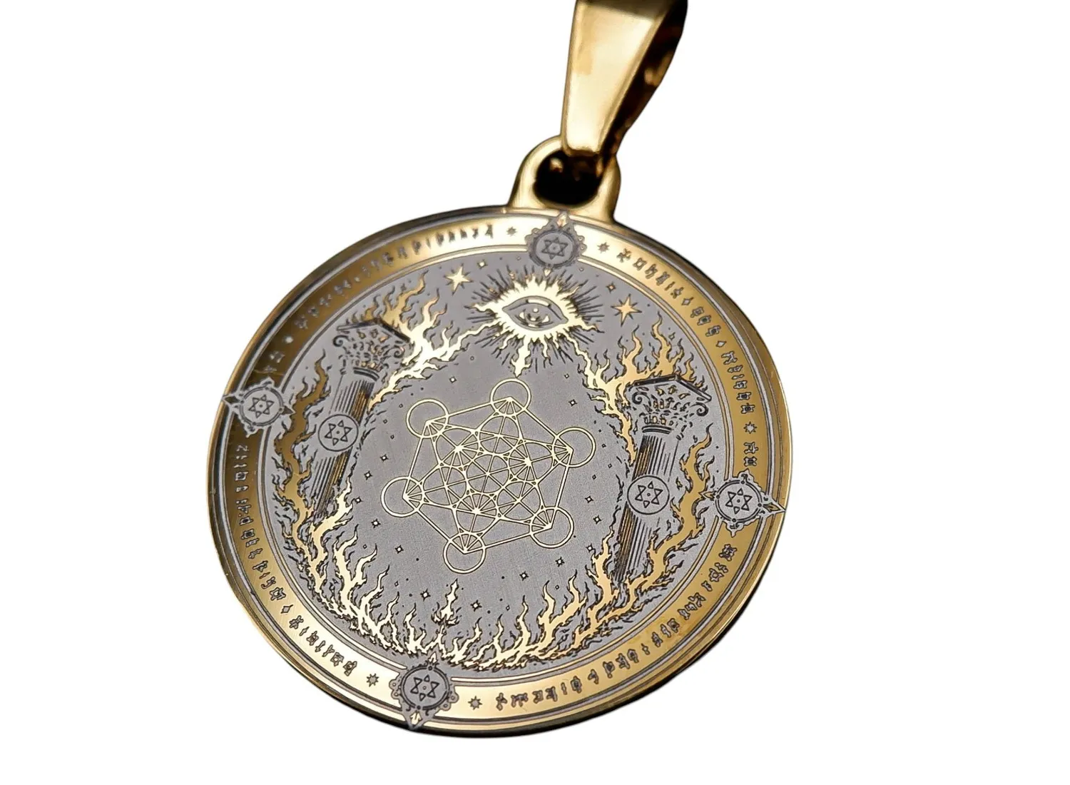 Authentic Metatron Cube Sacred Geometry Gold-Plated Hexagram Talisman